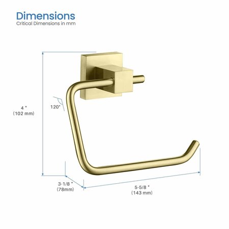 Kibi Cube Bathroom Toilet Paper Holder - Brush Gold KBA1505BG